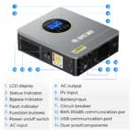 inversor / regulador solar híbrido 3000 w 24 v dc → 120 v ac / 110 v ac – rvpozwer