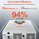 inversor híbrido solar vevor 3000 w — 24 v dc → 110/120 v ac