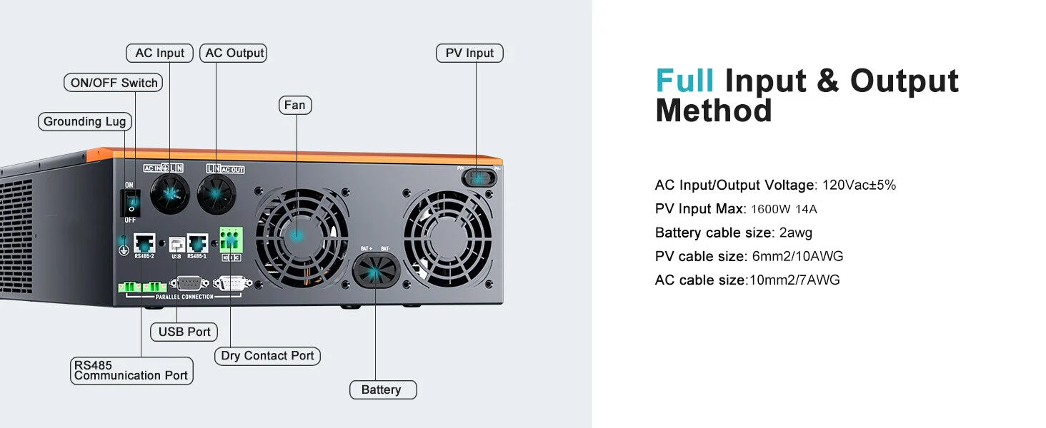 Inversor híbrido solar PowMr 3200W 24V a 110/120VAC 7 24a95f12 66ce 4a59 930b c747b9d9a94b