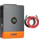 2 AWG Battery Cable 1 Ft 2 Pair Black & Red, 2 Gauge Pure Copper Battery Inverter Wire Cable 41 10000W Solar Inverter Pure Sine Wave 48V to 120V/240V, Split-Phase Hybrid Power Inverter Charger ...