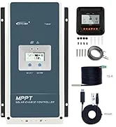 2 AWG Battery Cable 1 Ft 2 Pair Black & Red, 2 Gauge Pure Copper Battery Inverter Wire Cable 47 EPEVER 60A MPPT Solar Charge Controller 48V/36V/24V/12V Auto, Negative Ground Solar Controller Ma...