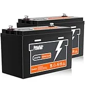 2 AWG Battery Cable 1 Ft 2 Pair Black & Red, 2 Gauge Pure Copper Battery Inverter Wire Cable 5 12V 100Ah LiFePO4 Lithium Battery (2-Pack) Built-in 100A BMS, Rechargeable LiFePO4 Battery with M...