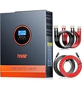 2 AWG Battery Cable 1 Ft 2 Pair Black & Red, 2 Gauge Pure Copper Battery Inverter Wire Cable 37 5000W Solar Inverter 48V 110V AC Built in 80amp MPPT Controller, Max 5000W 500V PV Input +20 Feet...
