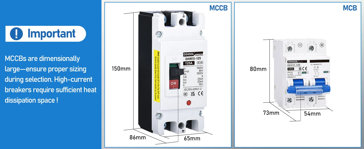 Interruptor automático DC principal de batería 1 Molded Case Circuit Breaker