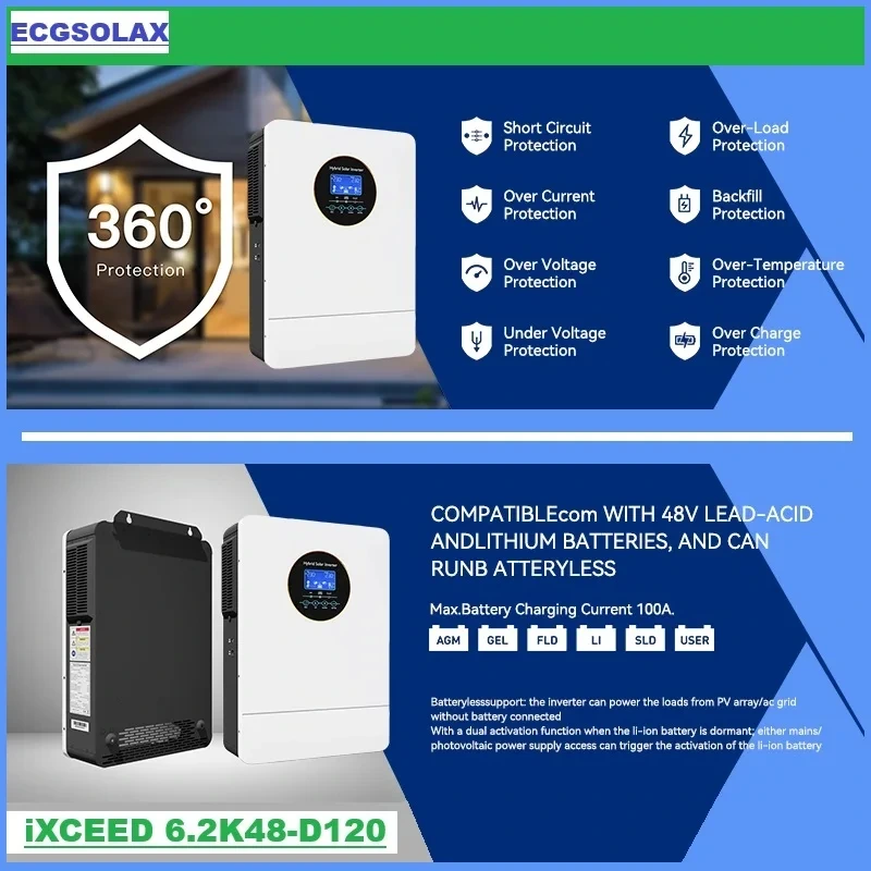 Inversor solar híbrido ECGSOLAX 5KW 48V 120V 5 S9f6850435a0c4271ab70fa75717f4fdao