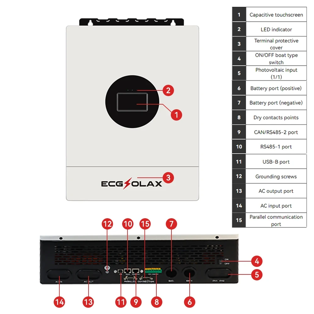 ECGSOLAX Inversor híbrido solar 12KW 48V 110V/240V 3 Sf2408a481351470d8afce6071aa380357 1